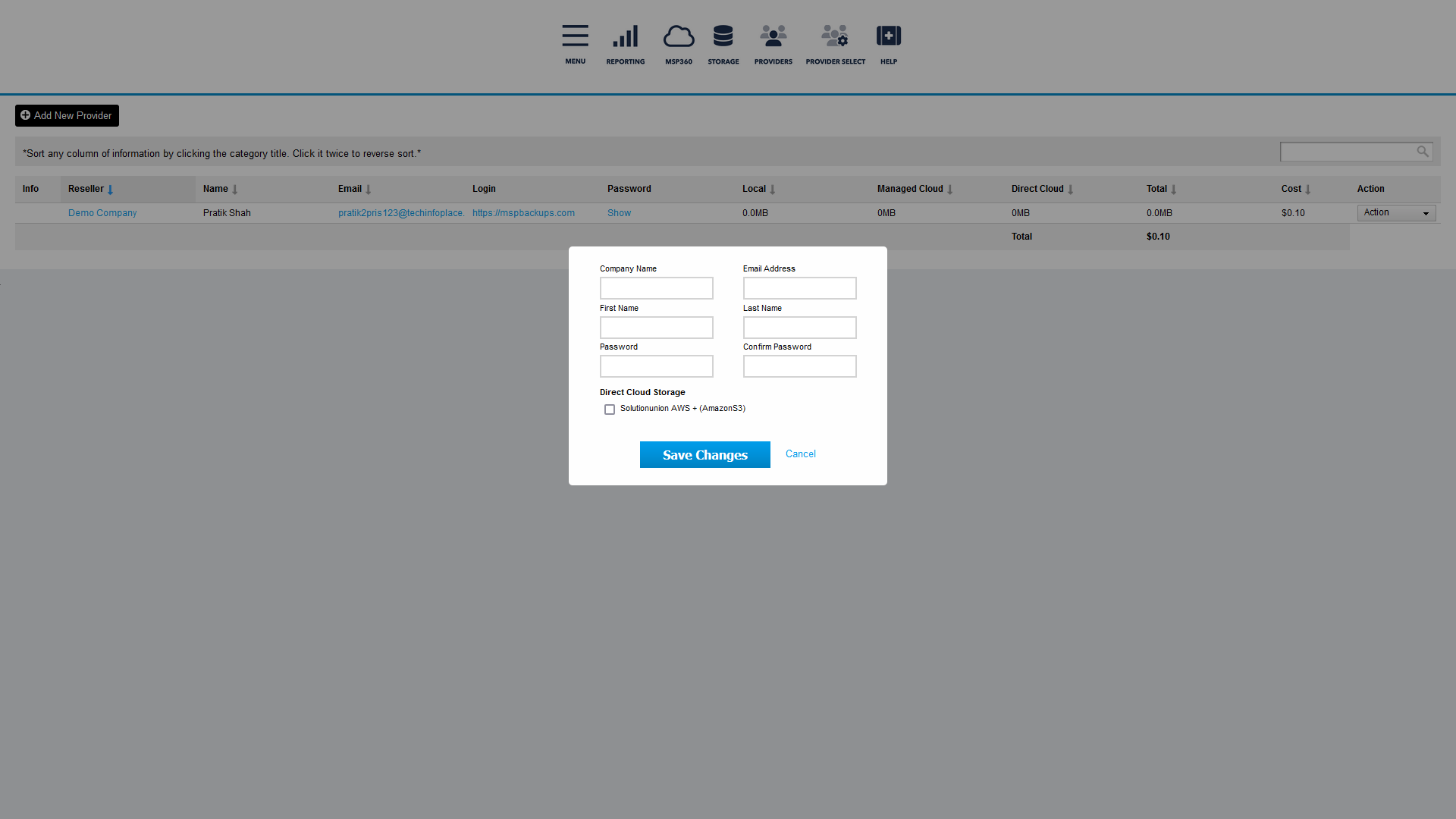 Create New MSP360 Provider helpdesklive